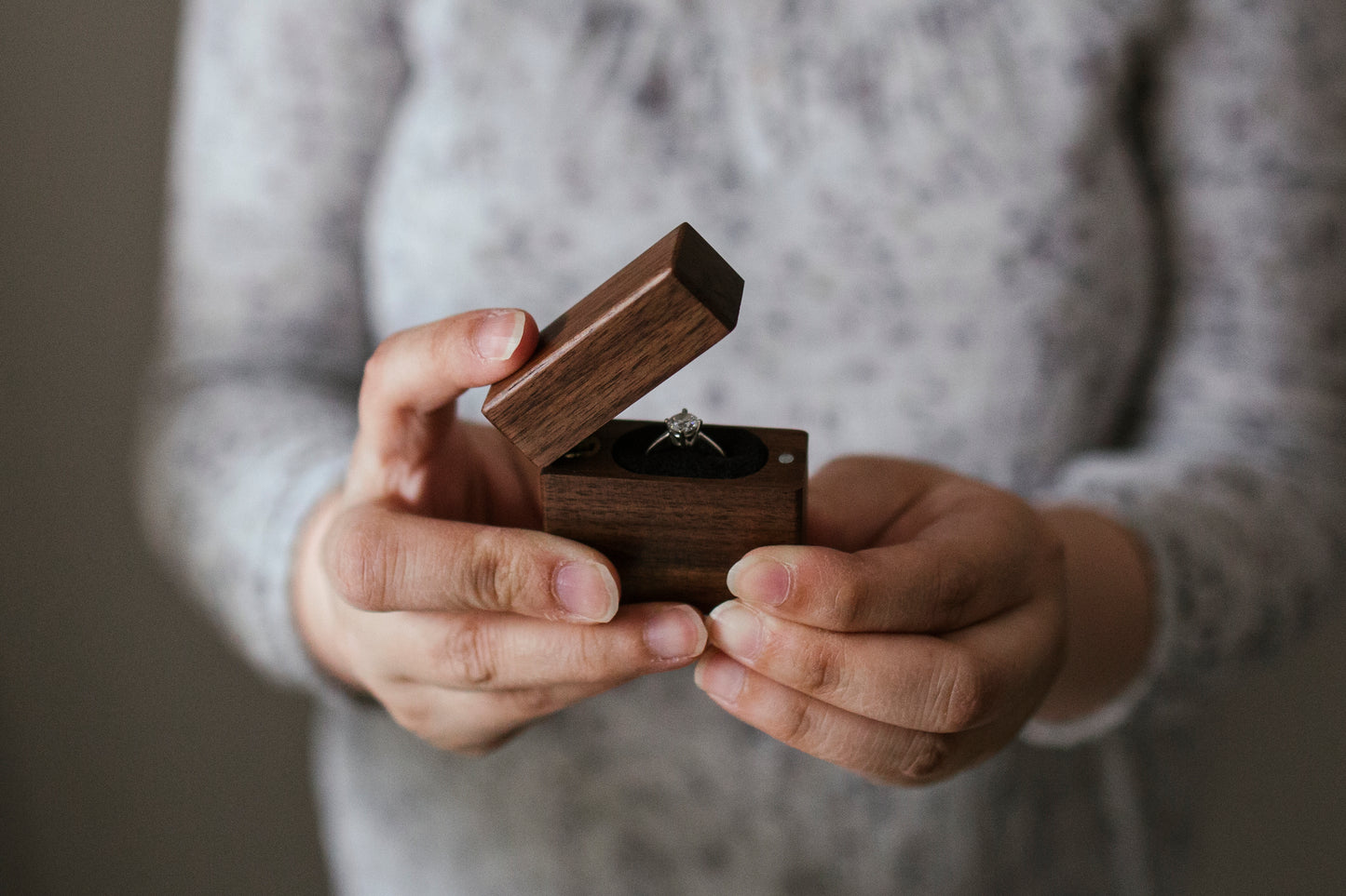 8007 Wooden Single Proposal Rectangle Ring box - Little Love Boxes