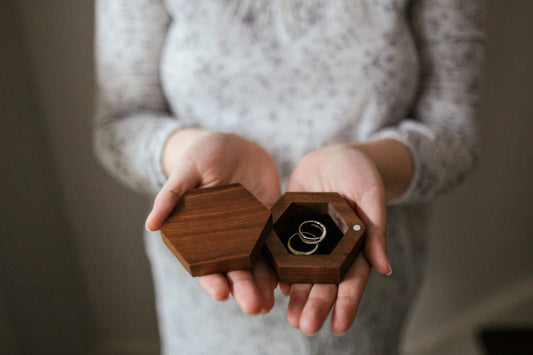 8003 Wooden Hexagon Ring box - Little Love Boxes