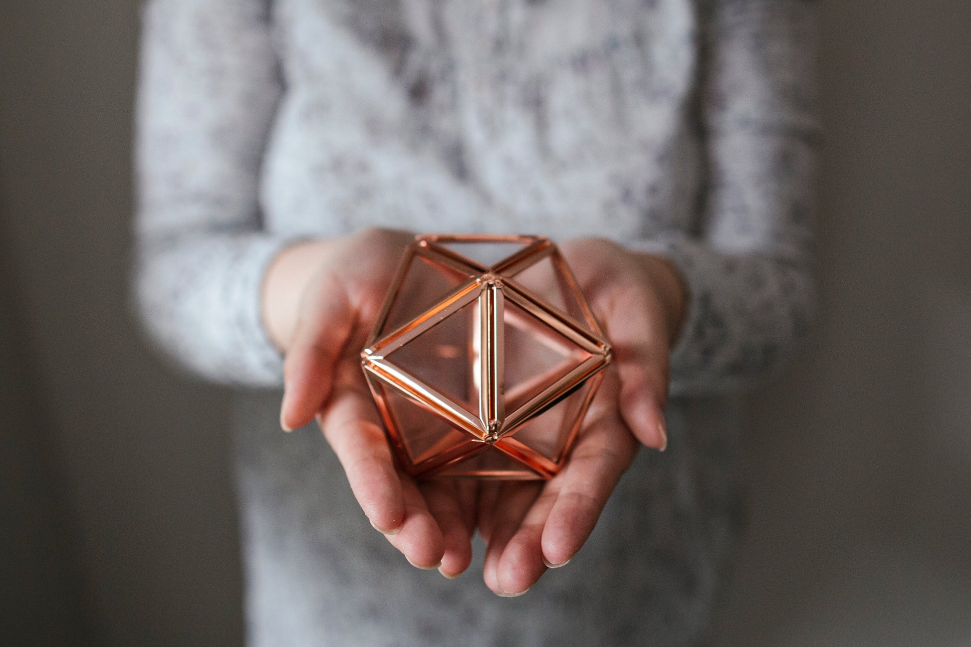 8005 Rose Gold Rustic Geometric metal Ring box - Little Love Boxes